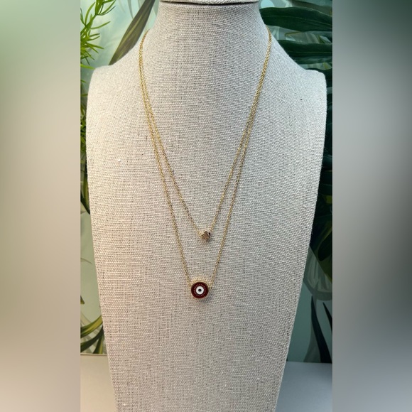 Dainty Evil Eye Multi-Strand Necklace - Evil Eye Minimalist Layered Necklace - Picture 11 of 16